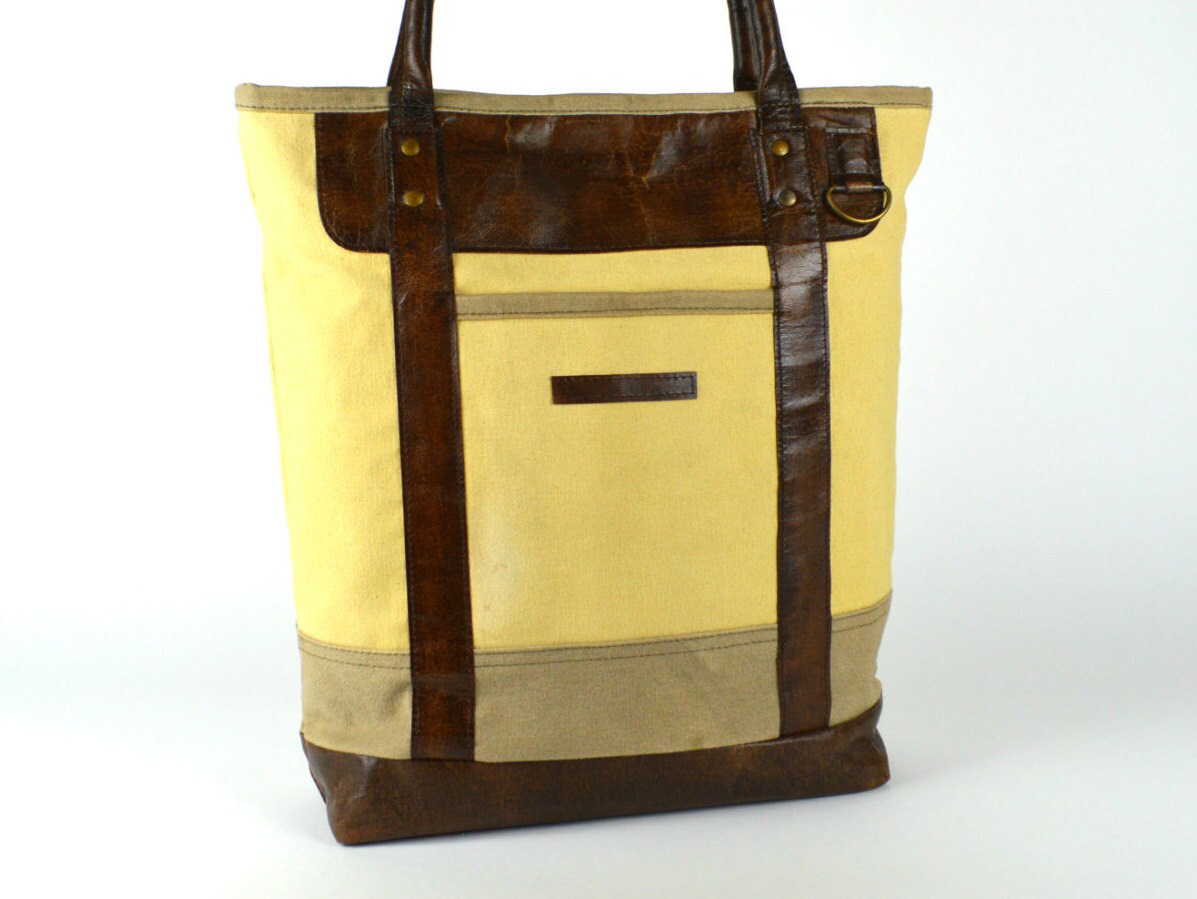 Designer Rustic Tote Laptop Tote Leather Tote Canvas