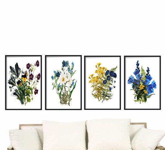 Wildflower Botanical Print Set of 4 Botanical Illustration