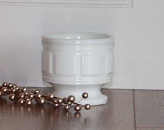Vintage Milk Glass Vase, Vintage Wedding Decor, Milk Glass Planter With Geometric Pattern, Bridal Shower, Gift For Her, Farmhouse Decor