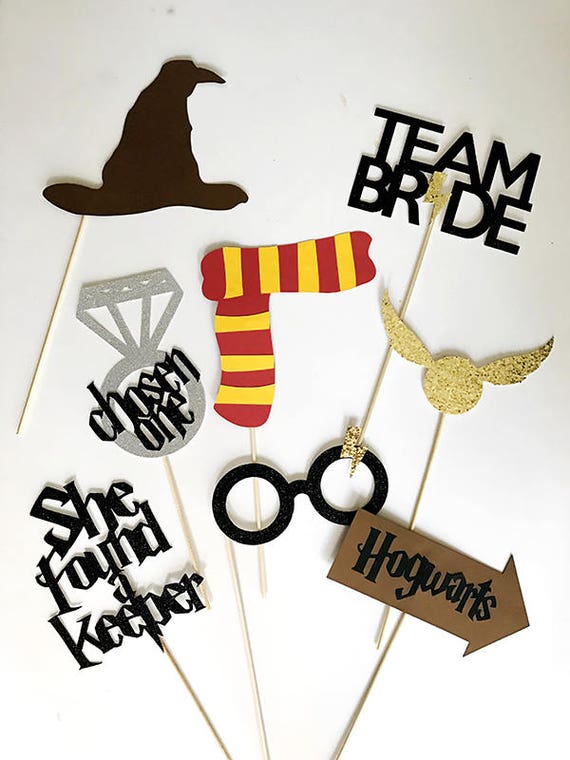 8 piece Glitter Harry Potter Themed Party Photo Booth Props