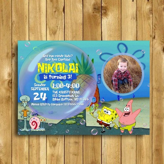 Spongebob Invitation Spongebob Birthday Spongebob Birthday