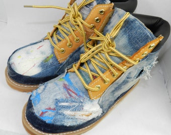 blue denim timbs