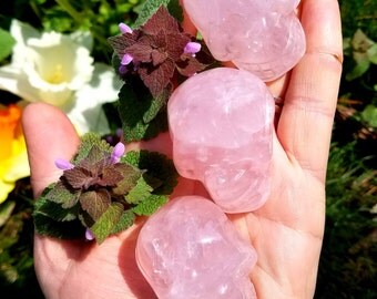 Luscious Rose Quartz Skull - 1 Small - Supreme Nurturer, Protector, Comforting Love, Love token.