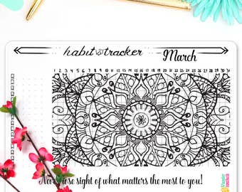 Printable Habit Tracker Coloring Page Mandala Coloring Page