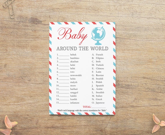 Baby Different Languages Game Word Baby Shower Games Travel