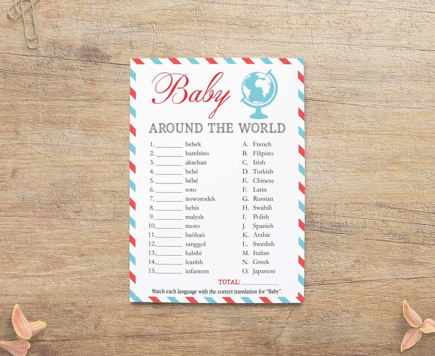 Baby Different Languages Game Word Baby Shower Games Travel