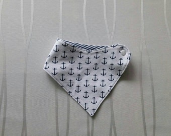 Handmade scarf, shawl for infants, with anchors and stripes on cotton Jersey, kind of sweet. No. 8010