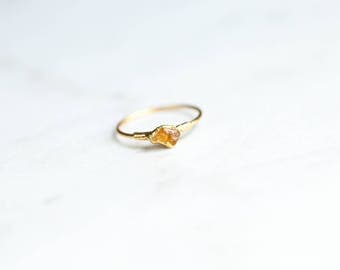 Rough Citrine Ring, Raw Stone Ring, November Birthstone Ring, Electroformed Ring, Raw Citrine Ring, Raw Gemstone Ring, Stacking Ring, Petite