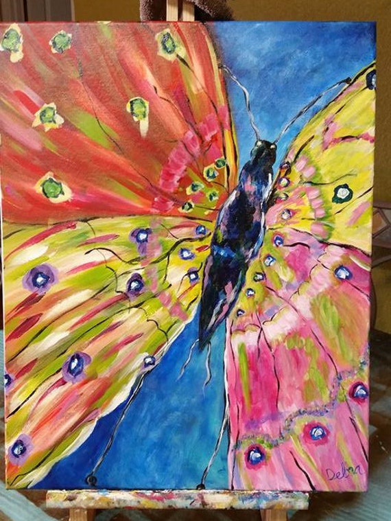 Items similar to Butterfly, Mariposa, colorful, abstract, acrylic ...