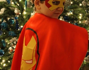 Iron Man Cape and Mask, Iron Man Costume, Iron Man Birthday Party, Personalized Superhero cape, Iron Man toys, Avengers costume, kids cape
