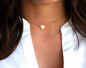 Heart Choker Necklace, Dainty Heart Choker, Tiny Heart Necklace, Personalized Choker Necklace, Dainty Initial Choker, Kid Choker, Choker