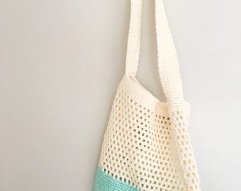 20% OFF MARK DOWNMarket / Beach Bag in Cream and Mint