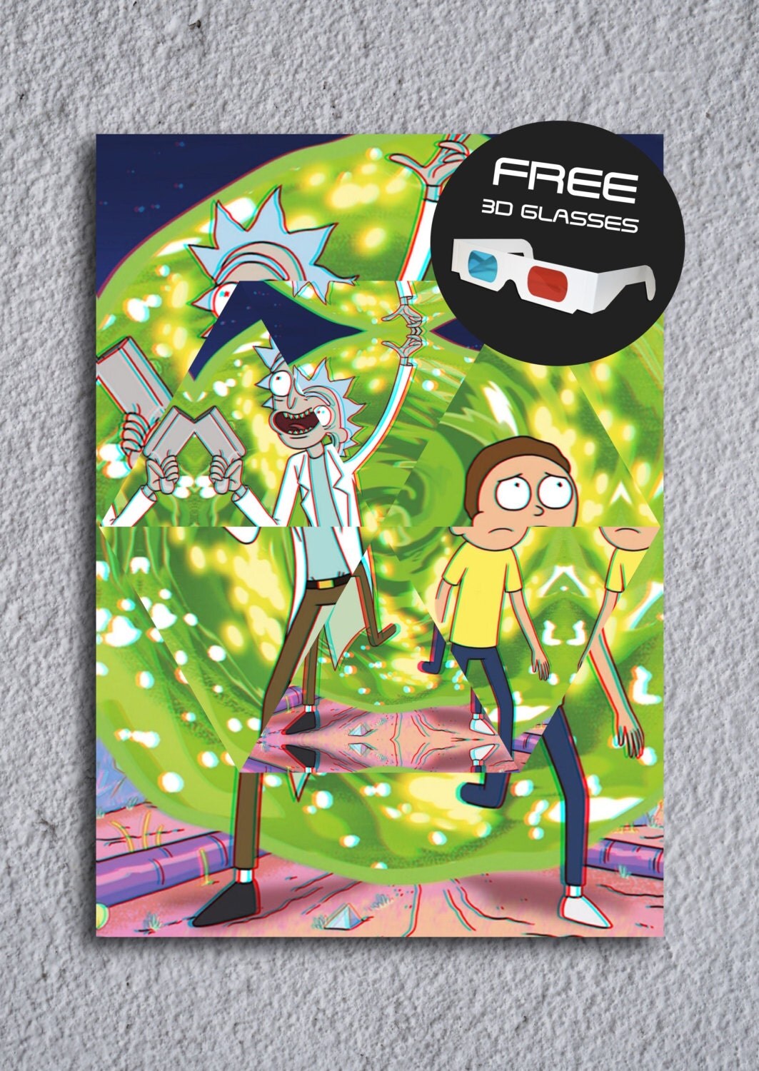 Rick and Morty Portal 3D Effect Framed Poster