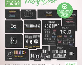 SALE Marketing Kit Bundle Package, Home Office Approved, Simple Chalkboard, 14 Items Package, 200+ Files, Business Card, Fashion DCBDLE004