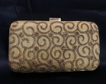 Golden Evening Clutch - Indian Wedding Purse - Indian Clutch - Bollywood Purse - Bollywood Clutch - Prom Clutch - Wedding Clutch - Desi -