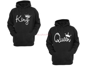 King Queen Hoodie King Queen Sweatshirt King Hoodie Queen Hoodie Couple Hoodie Couple Sweatshirt Couple Sweater Couple Hooded Gift ForCouple