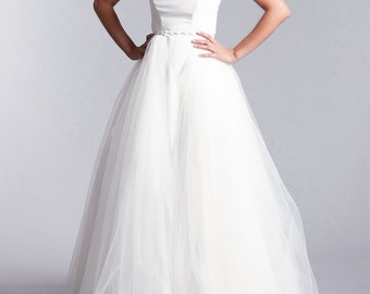 Bridal over skirt, Long tulle skirt, Tulle over skirt, Long bridal skirt in white or Ivory