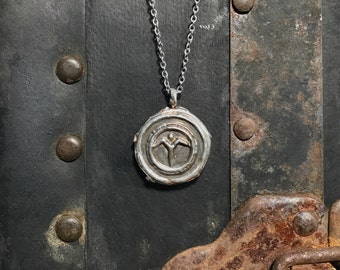 The Sacred Spirit / Rustic Metal Jewelry / Handmade Memorial Coin Pendant