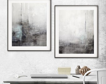 Abstract Print Digital Download Set Of Two Printable Art  Gray Blue Modern Contemporary Urban Painting Interior Design Wall Decor by Whitman