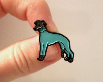 Whippet / Italian Greyhound in a Turtleneck Sweater Enamel Lapel Pin