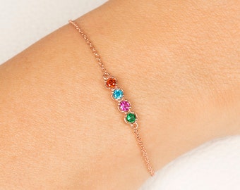 Personalized Birthstone Bracelet, Mothers Bracelet, Gift For Her, Custom Bracelet, Rose Gold Bracelet, Charm Bracelet, Friendship Bracelet