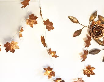 10 / 20 LED Copper leaf fairy lights, ivy light garland, string lights, copper ivy, leaf lights
