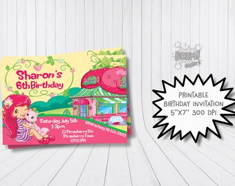 Strawberry Shortcake invitation, Strawberry Shortcake birthday invitation, Strawberry Shortcake party, Strawberry birthday invitation