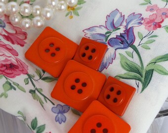 Assortment of Vintage Red Plastic Square Buttons