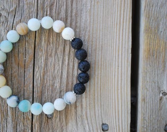 Essential oil diffuser bracelet yoga bracelet mala beads meditation bracelet yoga jewelry lava beads amazonite bracelet