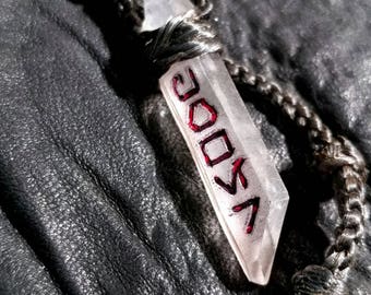 Custom "Power" Etched Crystal Necklace - inspired by Star Wars Sith Kyber