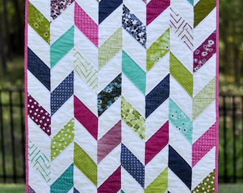 Modern herringbone baby quilt
