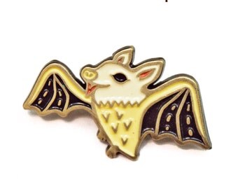 BAT ENAMEL PIN bat pin enamel pin bat jewelry - enamel pin goth, enamel pin punk, fruit bat lapel pin, enamel pin horror, austin texas