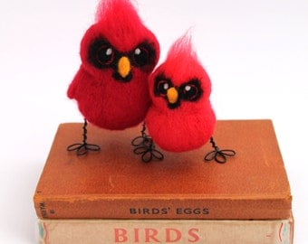 Scarlet Cardinal Bird Needle Felted Wild Bird Ornament