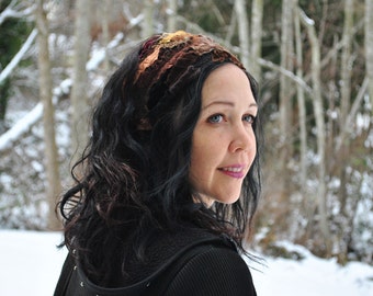 Headband, Dreadband, Brown and Tan Dread Wrap with adjustable ties by Intergalactic Apparel