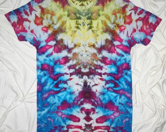 tie dye shirt, small inkblot ice dye, tie dye by grateful dan dyes, tie dye t shirt, funky inkblot design, psychedelic grateful dead tie dye