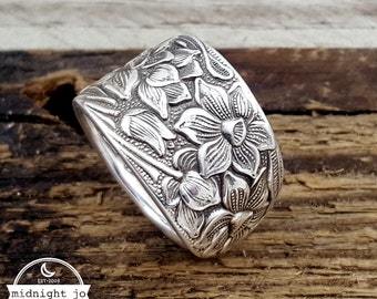 Spoon Ring Narcissus Daffodil Silver Plate Flatware Jewelry Flatware Spoon Ring