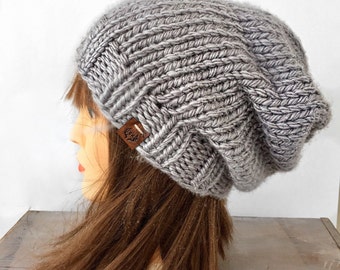 Slouchy Beanie / Hand knitted beanie / knit beanie / winter knit hat / winter knit slouchy hat / chunky slouchy hat / slouchy knit beanie