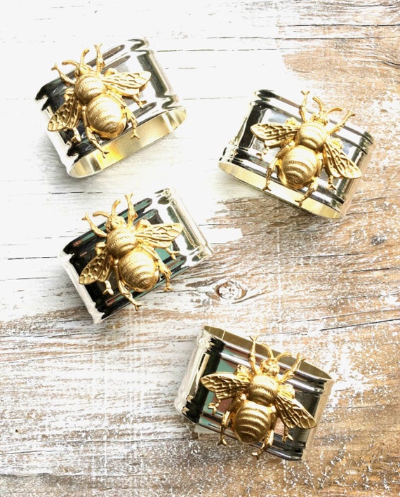 Bee Napkin Rings Bumblebee Garden Party Wedding Gift Gold Bee