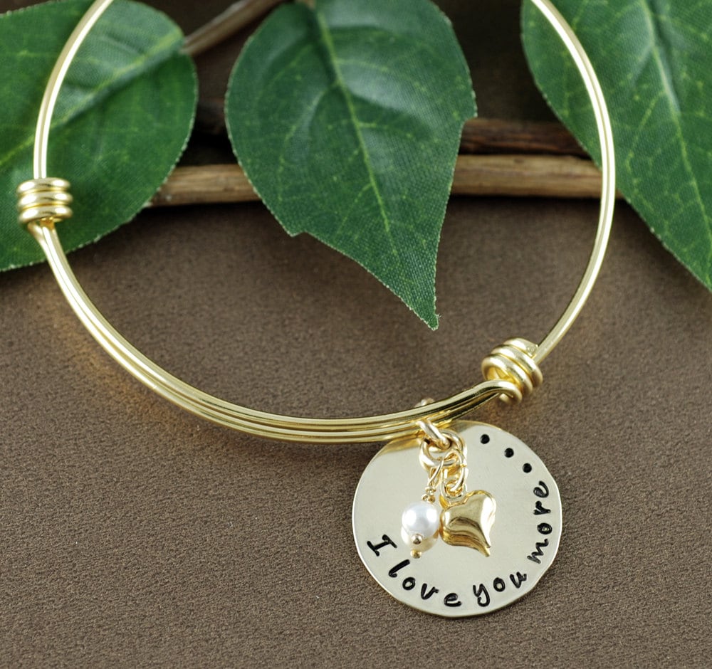 I Love You More Bracelet Heart Bracelet Personalized Bangle