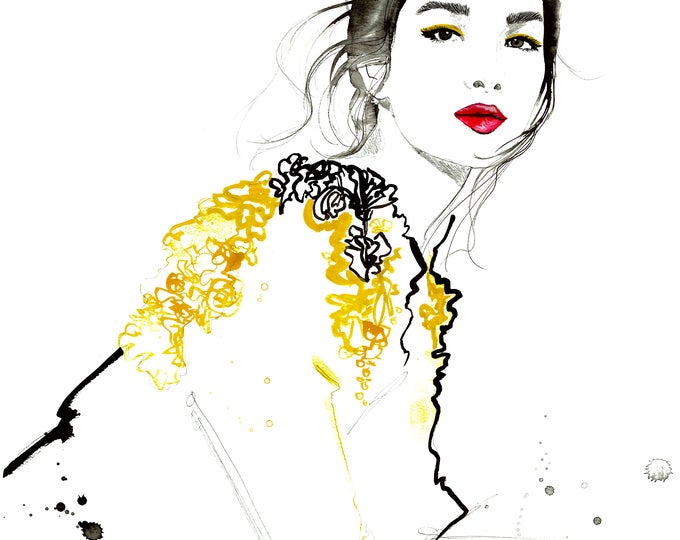 Sun, print from original fashion illustration by Jessica Durrant