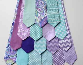 Little and Big Guy NECKTIE Tie - Spring Easter -Lavender and Aqua Collection - (Newborn-Adult) - Baby Boy Toddler Teen Man