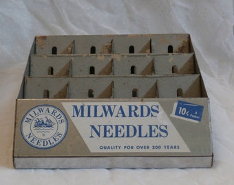 Metal Milwards Needles Store Display Rack, Old Vintage Advertising