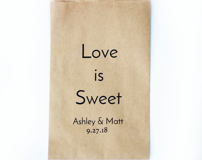 Kraft Bags - Merchandise - Gift - Food - Wedding Favor Bags - LOVE IS SWEET