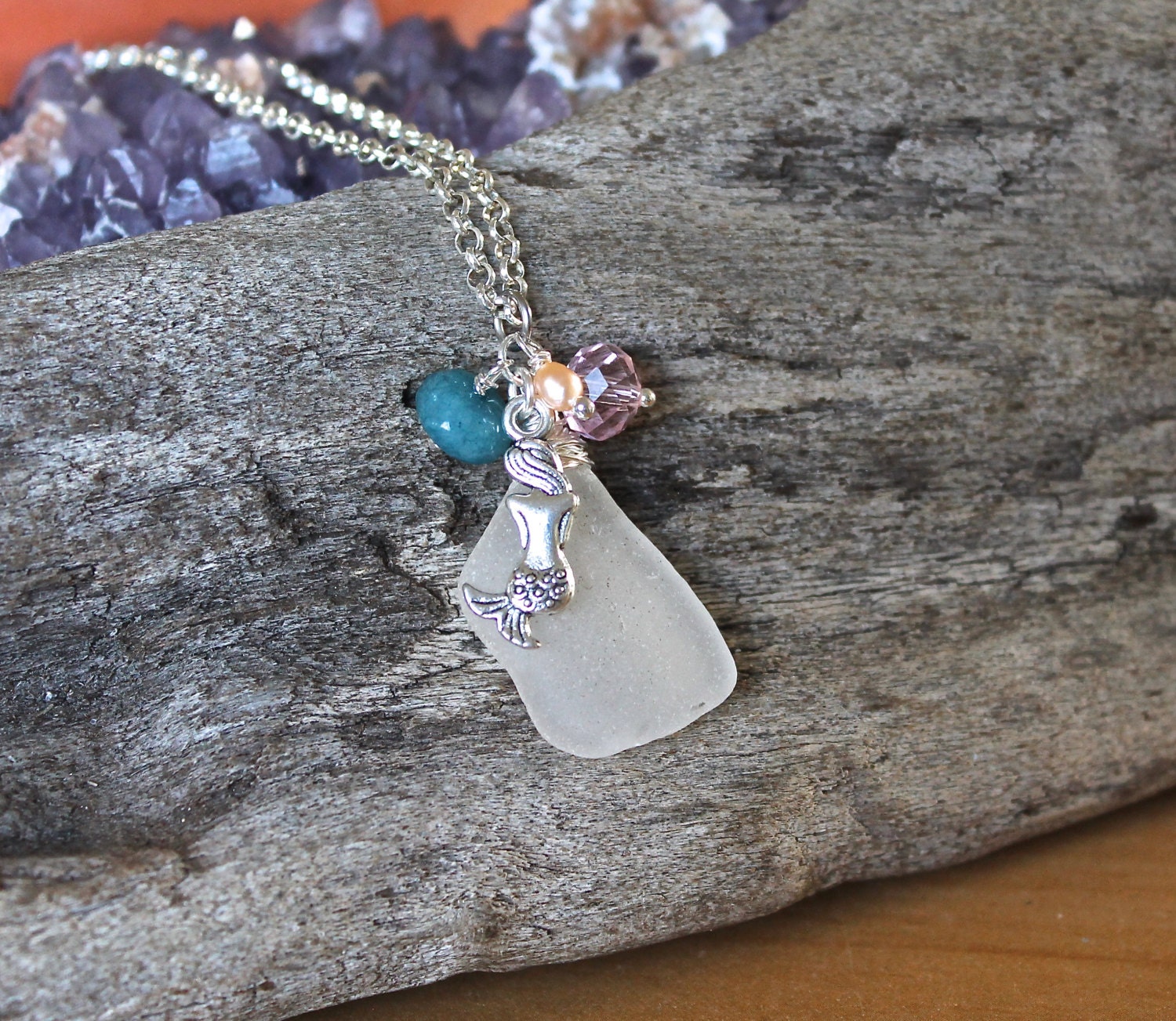 Mermaid Jewelry from Hawaii Sea Glass Necklace Mermaid