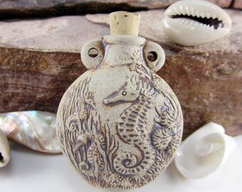 Peruvian Ceramic High Fire Seahorse Bottle