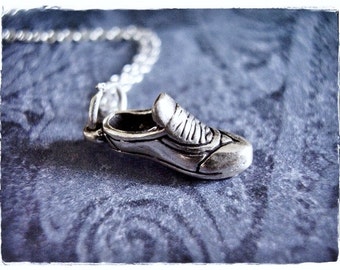 Tiny Track Shoe Necklace - Sterling Silver Track Shoe Charm on a Delicate Sterling Silver Cable Chain or Charm Only