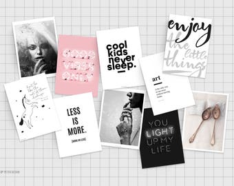 Postcard Set, 10 Card Set, Greeting Cards Set, Stationary , Mini Poster, Motivational Prints, Scandinavian Print, Gift for Her, Office Decor