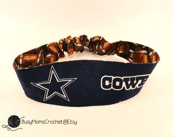 Women's fabric headband made from Dallas Cowboys fabric material, handmade, elastic headband, Cowboys headband