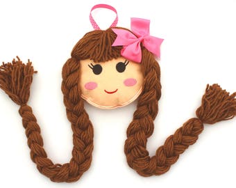 Doll Face Hair Clip Holder, Doll Face Bow Holder, Blonde, Brunette, Red, Barrette Holder, Hair Clip Organizer, Hair Bow Holder