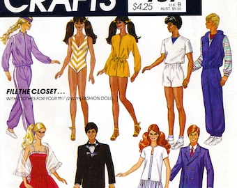 McCall's Crafts 757 Sewing Pattern for Clothes for 11.5" Barbie and Ken Dolls - Uncut